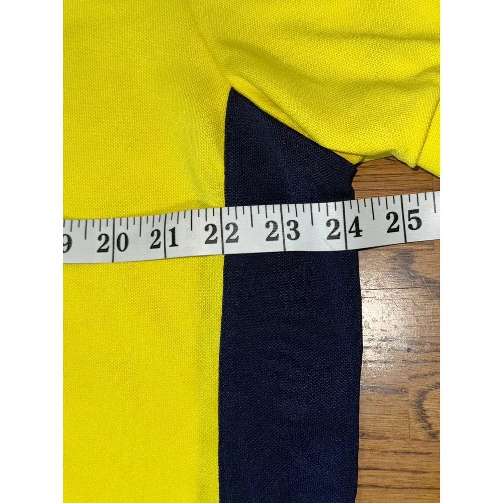Polo Ralph Lauren Performance Mens XL Yellow Navy Blue Colorblock Golf Polo